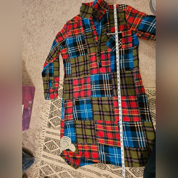 Soft Surroundings Highland Plains Plaid Red Flannel Patchwork Dress Size TM - Picture 7 of 8